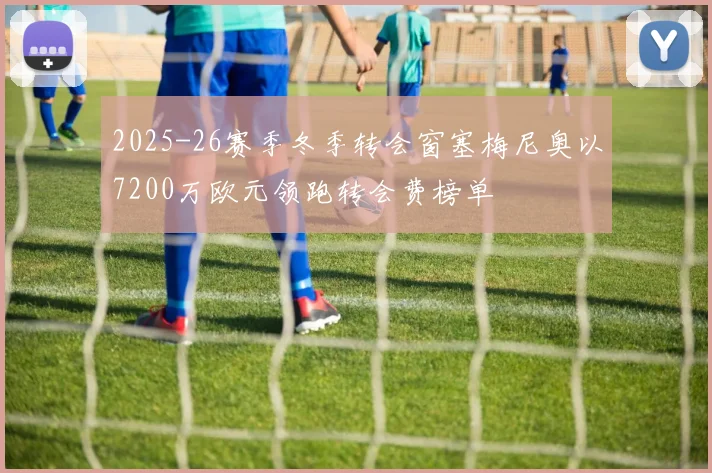 2025-26赛季冬季转会窗塞梅尼奥以7200万欧元领跑转会费榜单
